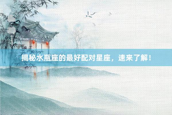 揭秘水瓶座的最好配对星座，速来了解！